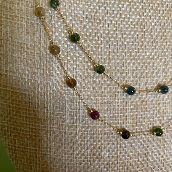 Elegant Multicolor Glass Bead Station Necklace - Picture 4 of 6